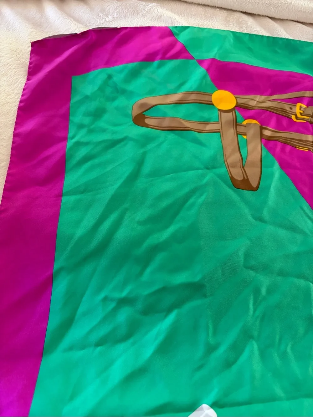 Equestrian Print Silk Scarf - Fuchsia Ralph Lauren vintage collection polo horse
